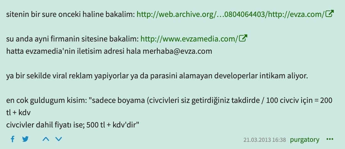 Ekşi Sözlük entry quoting the chick-painting price list
